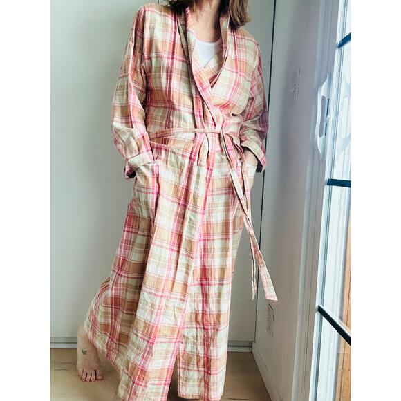 Cherokee Plaid Robe - 55%linen 45% Cotton - Picture 8 of 8